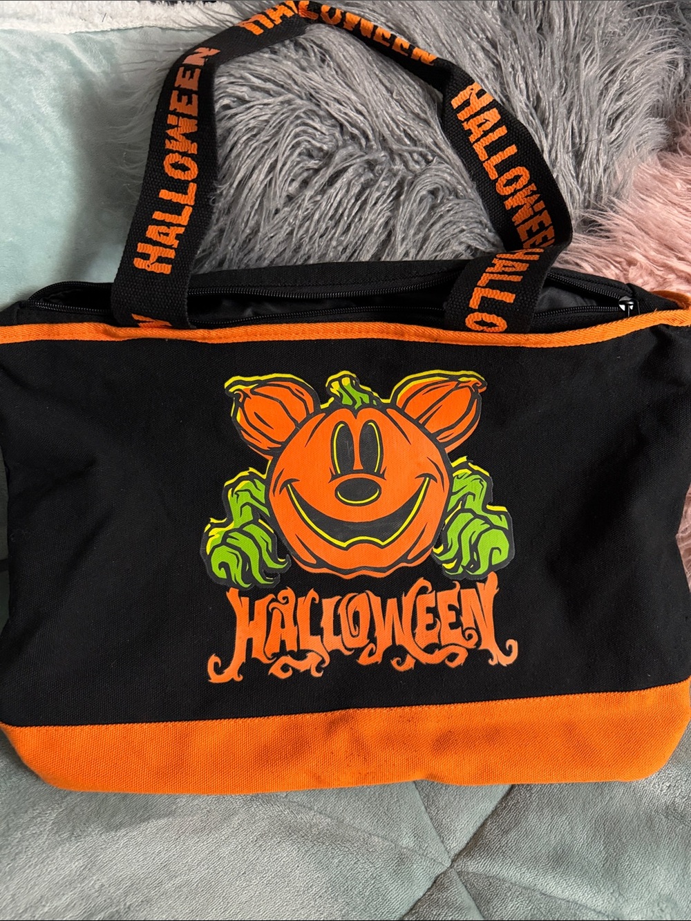 Disney Halloween Pumpkin Tote Bag - Black, Orange & Green